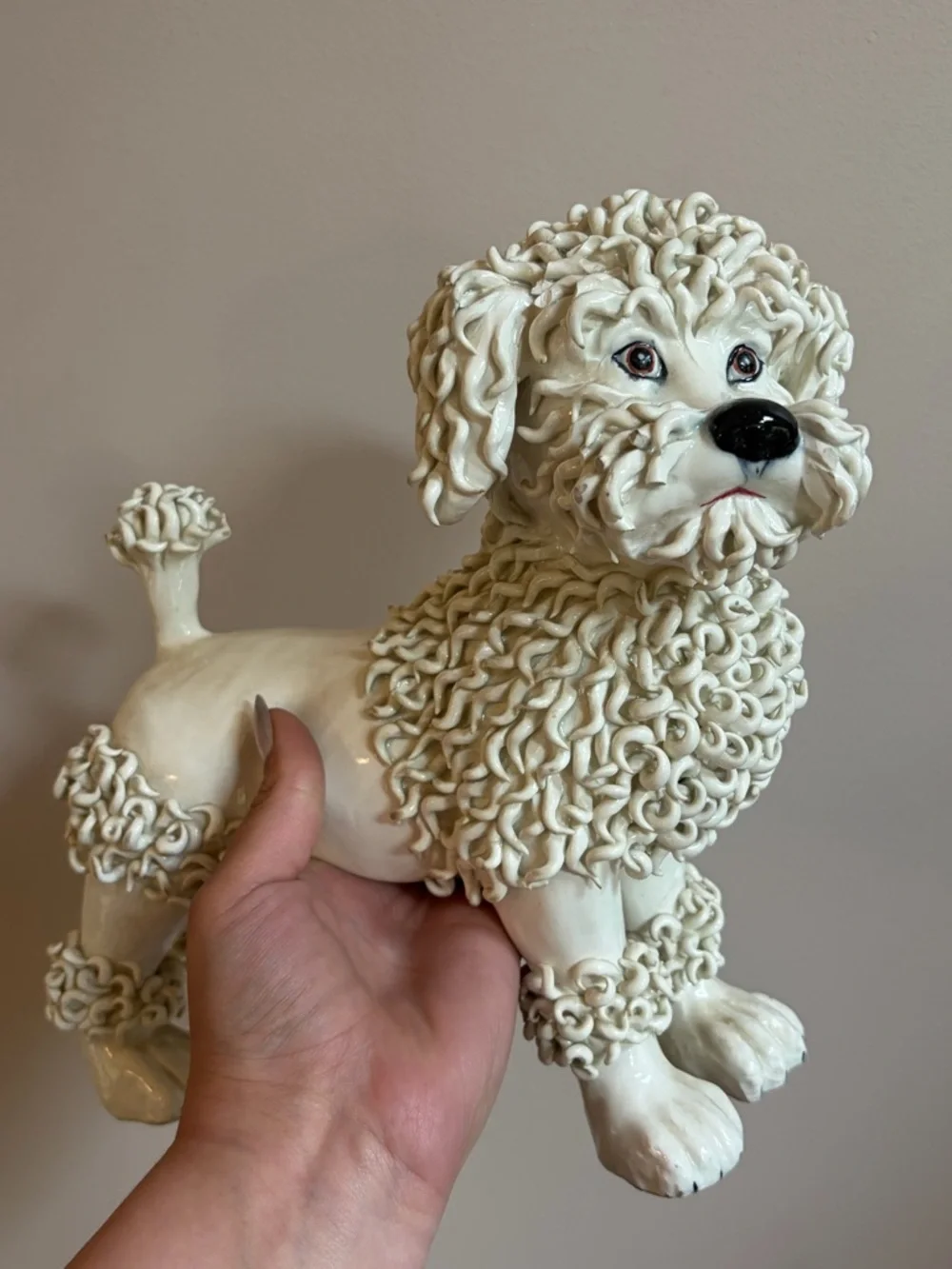 Vintage Italian Handmade Hollywood Regency Spaghetti Poodle Dog Sculpture Statue